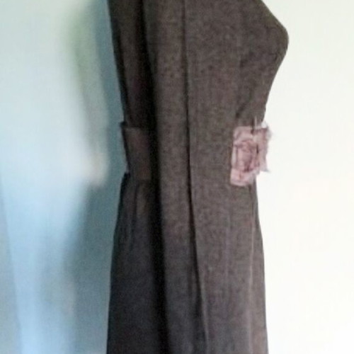 Seasonal tunic dress with long puff sleeves used, gray color