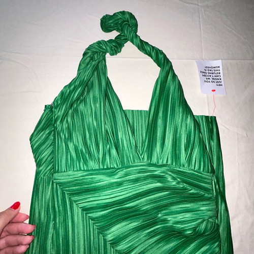 Asos maxi green dress new, pleated backless draped
