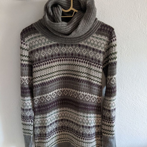 Knitted Dress S-M Like New, Gray Brown Beige Olive Burgundy