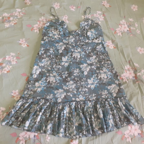 Soul Rebel summer dress size L, 100% cotton, white and blue