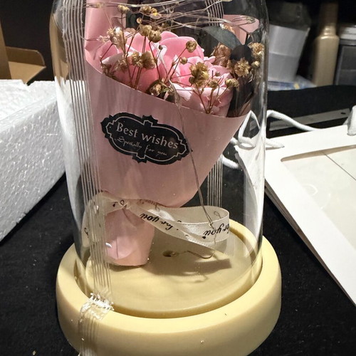 Flower bouquet in glass with led new, gift for Valentine's Day