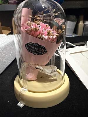 Flower bouquet in glass with led new, gift for Valentine's Day