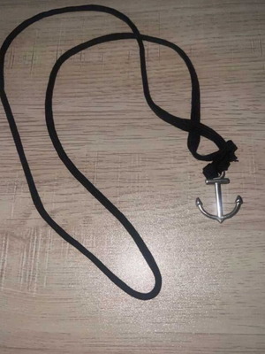 Necklace with Black Cord and Anchor Like New