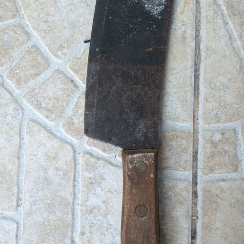 Vintage butcher cleaver with wooden handle
