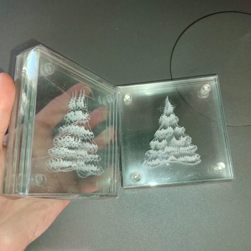 Glass Christmas coasters new, set of 8