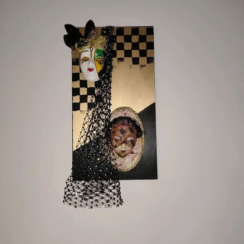 Handmade artistic wall frame new with theatrical masks
