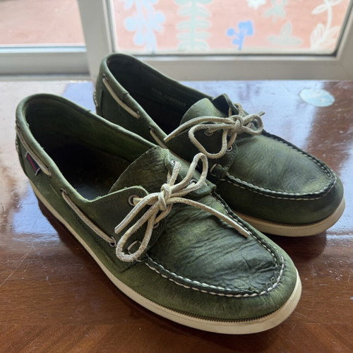 Sebago Dockside boat shoes used, green, size EU 44.5