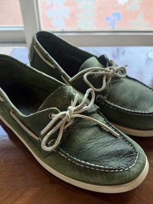 Sebago Dockside boat shoes used, green, size EU 44.5