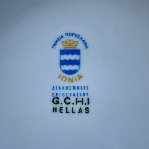 Vintage plates and platter with appetizer stand Ionia used, set of 12 pieces