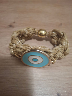 Anna Mazaraki Chunky Bracelet 18 cm with Magnetic Clasp, New, Beige