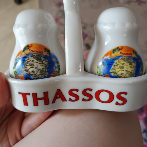 Salt and pepper holder souvenir from Thassos