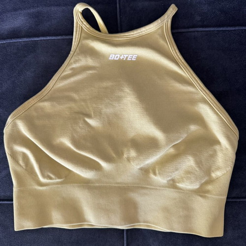 Bo+tee halter neck sports bra like new, yellow, size XS