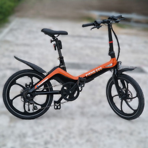 Blaupunkt Fiene 500 Folding Electric Bike with Orange Helmet like new
