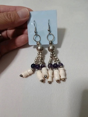 Modern hanging earrings new with white and gray details
