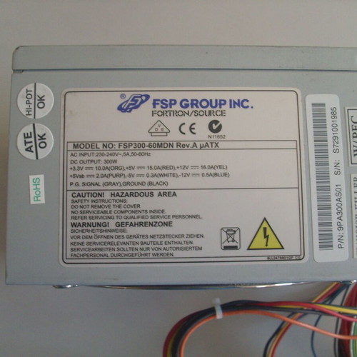 FSP PSU ATX 300W power supply used, tested with motherboard and drives
