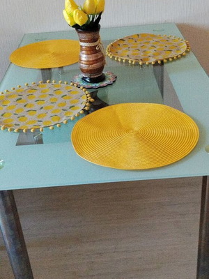 Glass table for office or dining room, used