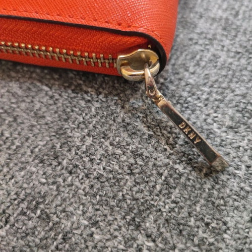 DKNY leather wallet like new, red orange