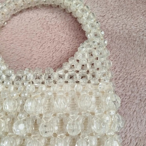 Handmade beaded bag like new, top handle