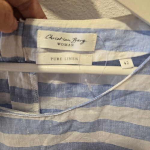 Christian Berg blouse, linen, white and blue, XL