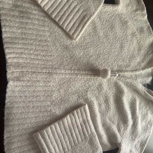 DKNY Jeans women's white light knit cardigan L
