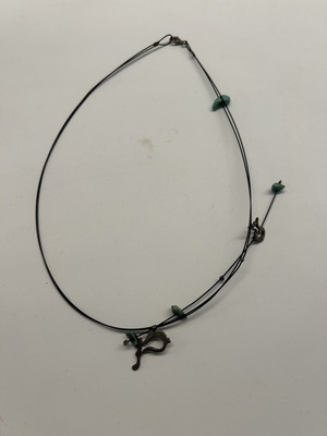 Necklace with adjustable size, fish symbol and turquoise stones, like new