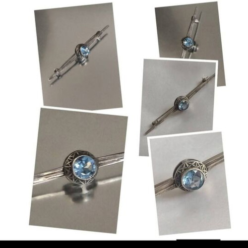 Vintage Atelier handmade silver 925 brooch with blue stone used
