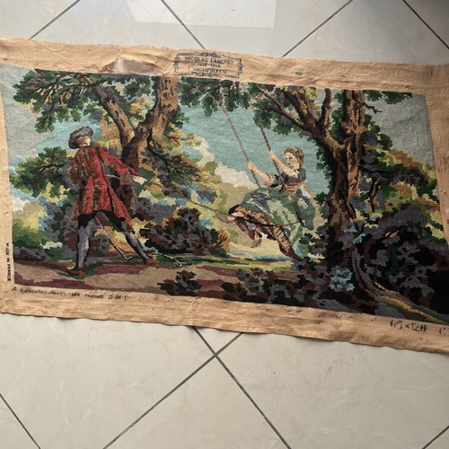 Handmade textile painting used with embroidery