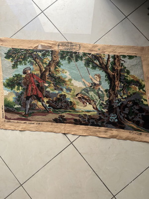 Handmade textile painting used with embroidery