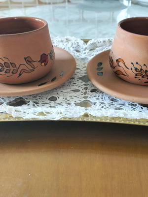Ceramic traditional tea cups like new, hand-painted