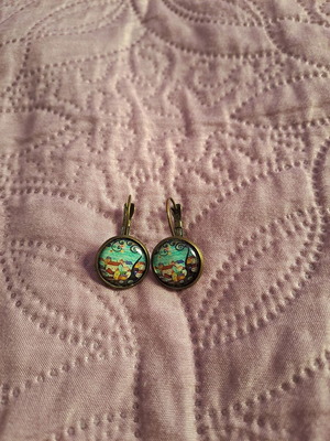 Handmade earrings with resin glass, like new, colorful