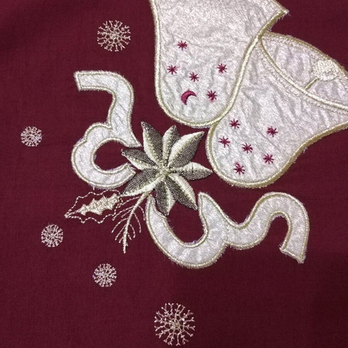 Silk embroidered Christmas table linens set of three like new