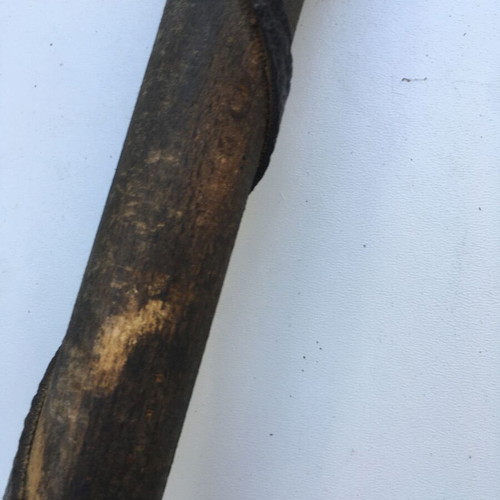 Wooden spear used 1.50 m with metal element and 1970s leather