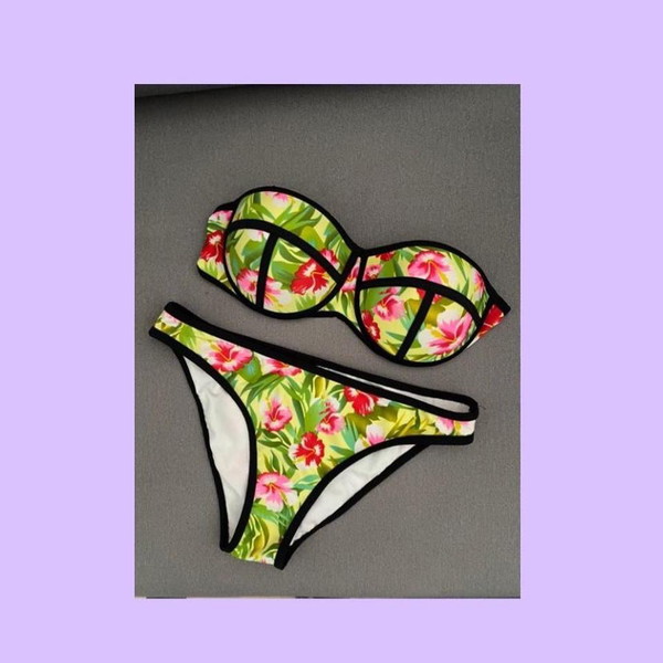 Gynaikeia Magio Beachwear Mpikini Elliana Mple Floral Mpikini Magio Elliana Blue Floral Bikini