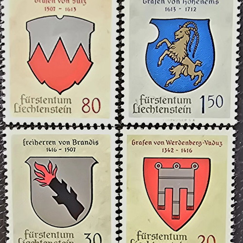 Liechtenstein stamp set 1964 new, 4 unsealed stamps
