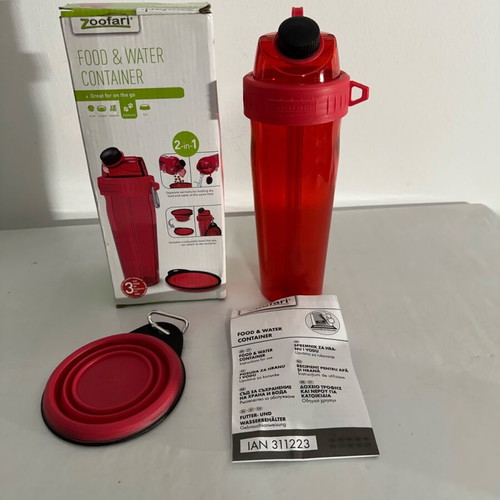 Pets water bottle and foldable bowl for dogs and cats 350ml like new