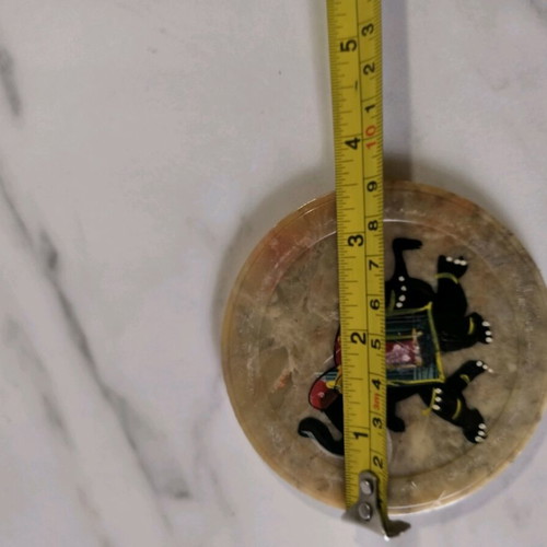 Marble coasters used with elephant painting from India