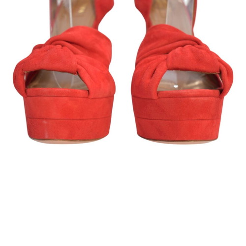 Aquazzura red suede platform sandals EU 37.5