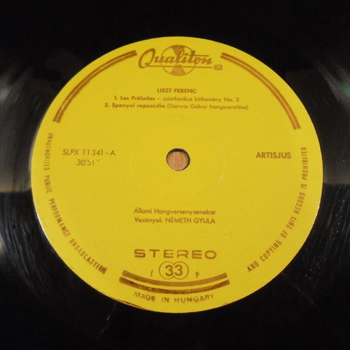Liszt Hungarian State Orchestra Gyula Németh vinyl record used 33 rpm 1975