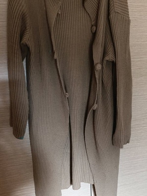 Long knitted women's cardigan used beige size L/XL