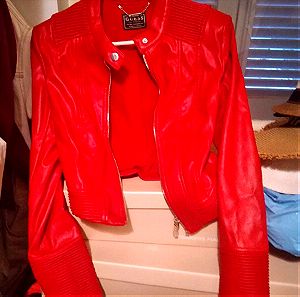 GUESS Sexy κοκκινο της φωτιας jacket xs size ελαστικο υλικό με φοδρα!
