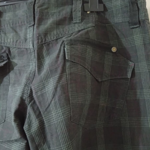 Attrattivo women's fabric pants used, plaid, slim fit, low rise