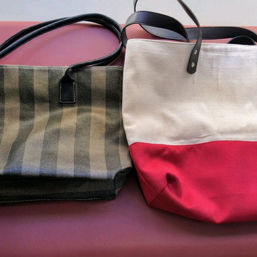 Shoulder bags like new, set of 2, canvas and synthetic