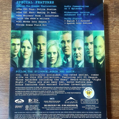 CSI Crime Scene Investigation Complete Third Season DVD like new