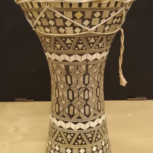 Doumbek Egyptian Type Wooden Used, Natural Skin, Rope-Tuned