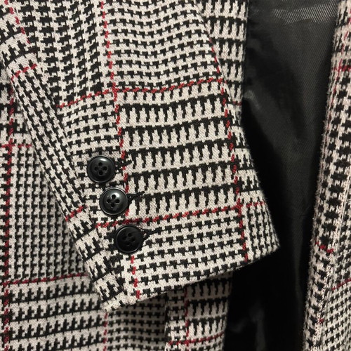 Stradivarius blazer with black and white houndstooth check and red details, like new