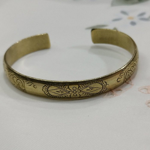 Antique handmade cuff bracelet used, gold color (~1900)