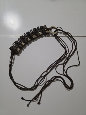Boho belt with cord and decorative bone elements