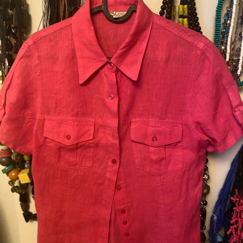 Bill Cost linen shirts in fuchsia and turquoise, like new, size L