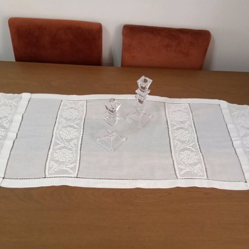Handmade set of 3 white semens with lace