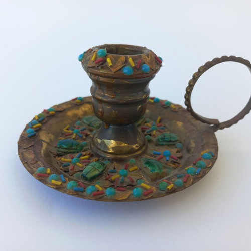 Brass candlestick used with wear